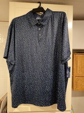 NWT Ben Hogan Navy Blue Micro-Pattern Polo 3:29